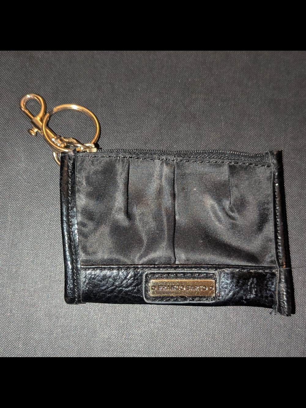 Franco Sarto Black Key Card Pouch with Gold Hardware Keyring